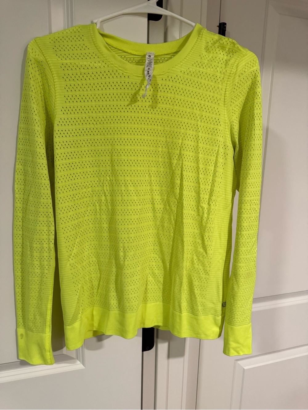 lululemon athletica Neon Lime Perforated Crew Top